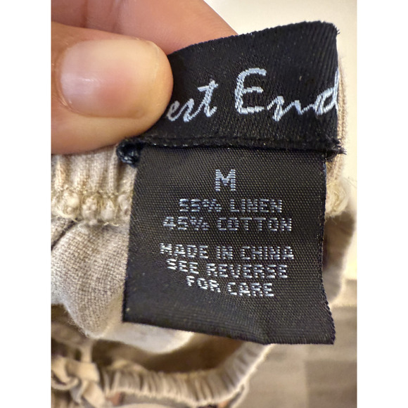 West End Pants Women's Medium Linen Blend Straight Leg Drawstring Casual Relaxed - Picture 6 of 6